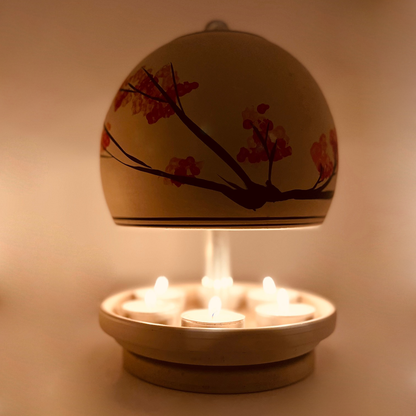 Teelichtlampe HP-TLO Kreativ Blütenträume HANDBEMALT Granit Bushido Kirschblüte 3er-Set Trio