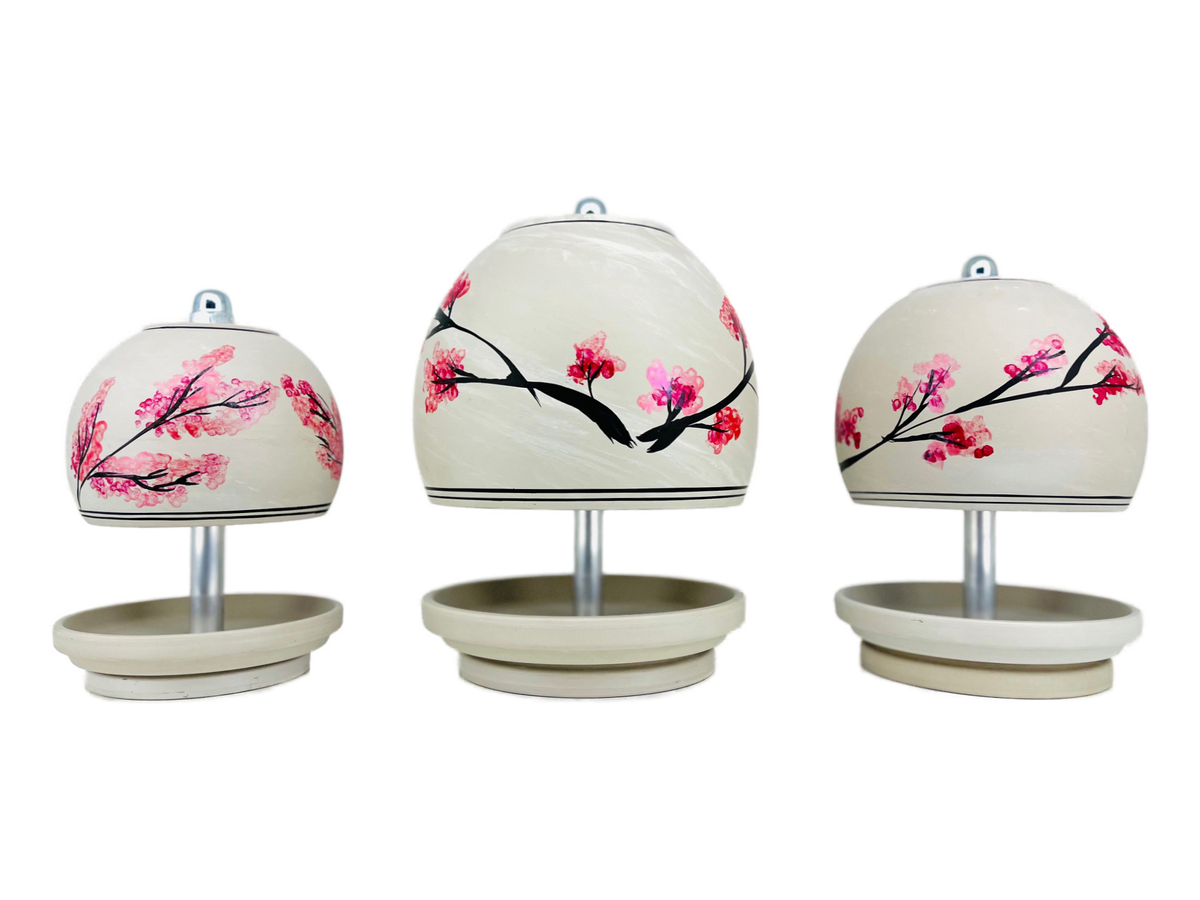 Teelichtlampe HP-TLO Kreativ Blütenträume HANDBEMALT Granit Bushido Kirschblüte 3er-Set Trio