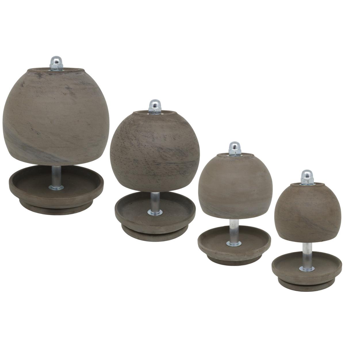 Teelichtlampen - Set "BASALT" in Kugelform, aus schwarzem Ton gebrannt!