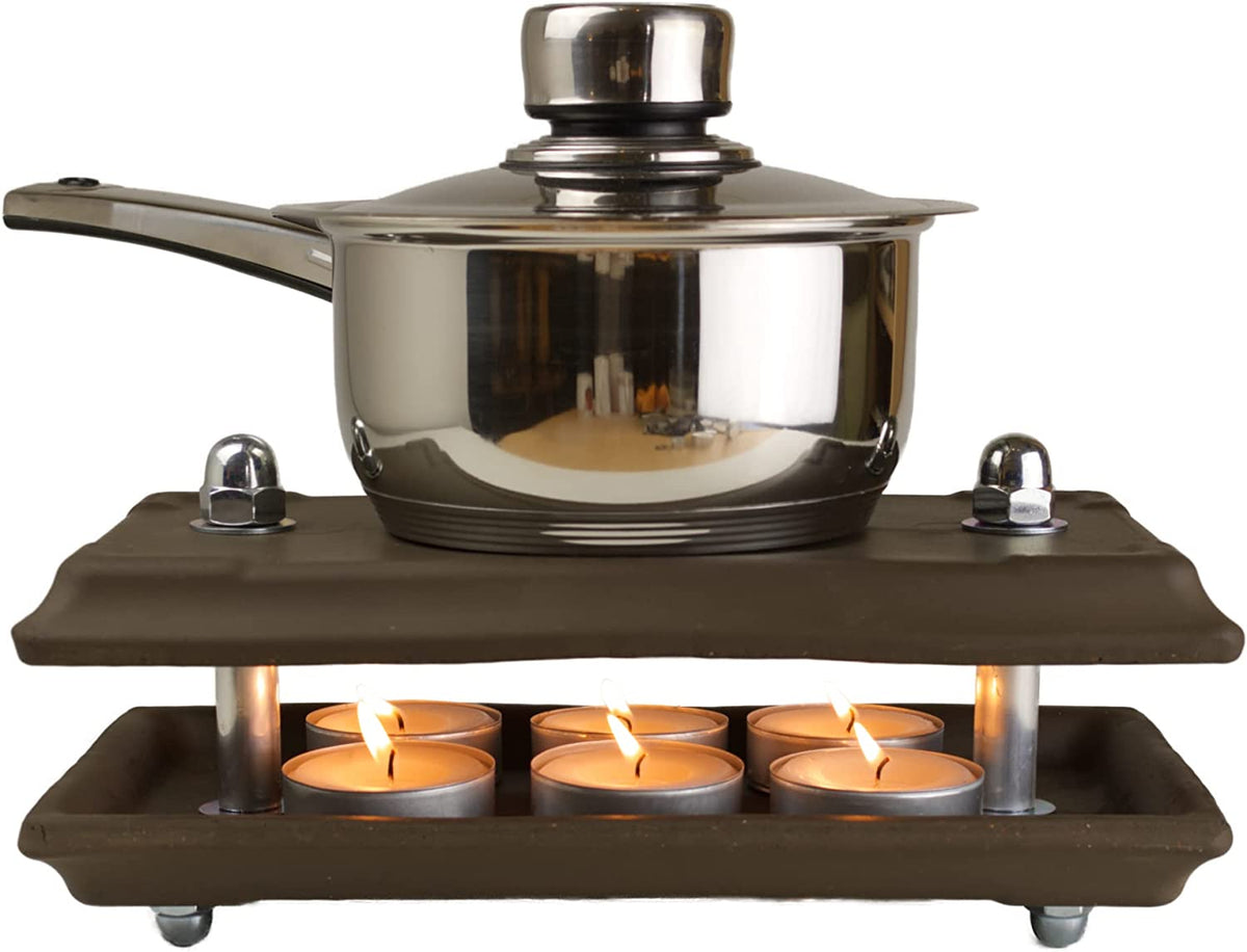 Ton - Wärmeplatte, betrieben mit Teelichtern - Ideal für Grillgut warm und wohlschmeckend zu halten!