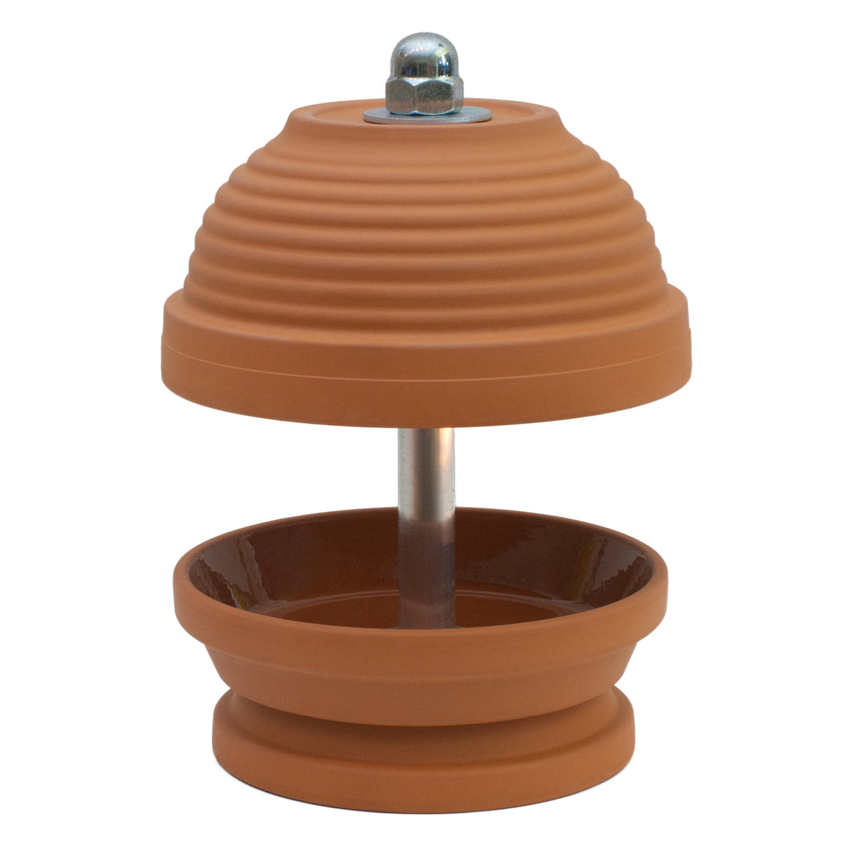 Gerillte Glocke - Teelichtlampe, Gerillte Glocke in feinstem Terrakotta