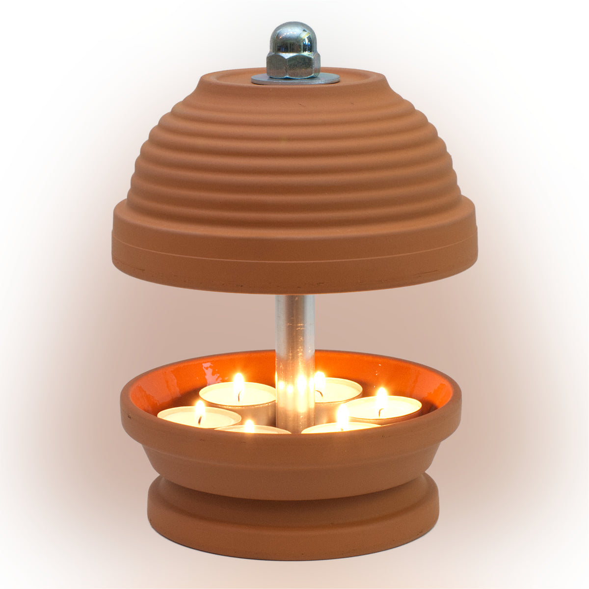 Gerillte Glocke - Teelichtlampe, Gerillte Glocke in feinstem Terrakotta