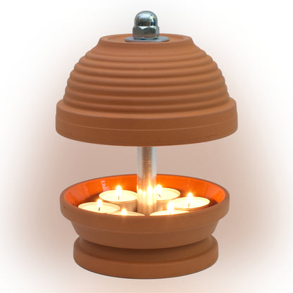 Gerillte Glocke - Teelichtlampe, Gerillte Glocke in feinstem Terrakotta