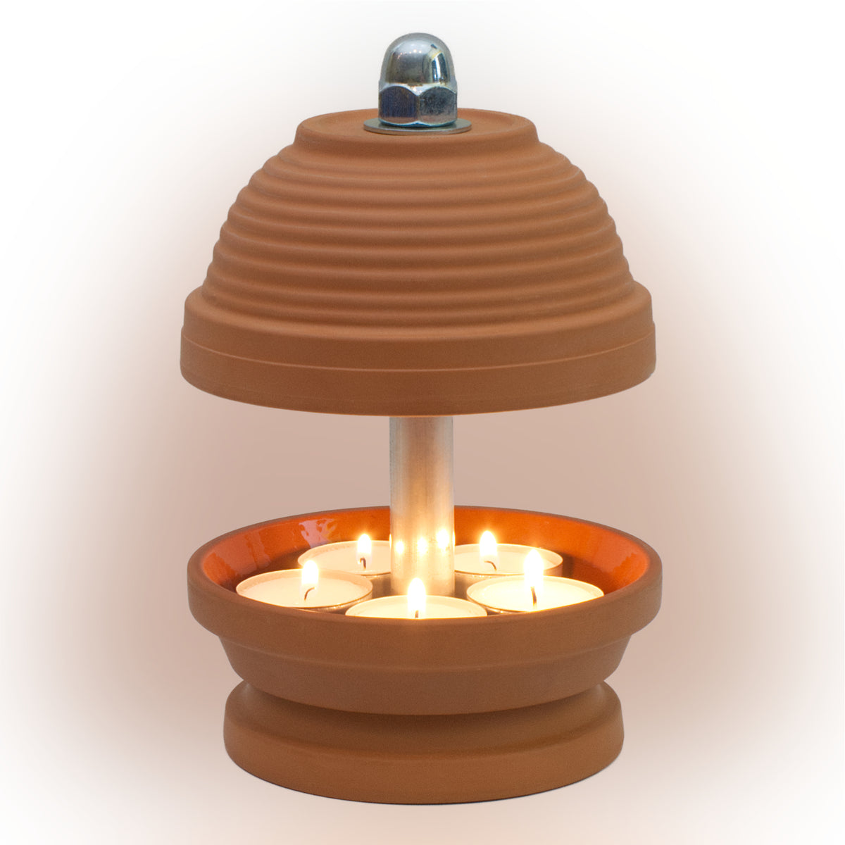 Gerillte Glocke - Teelichtlampe, Gerillte Glocke in feinstem Terrakotta