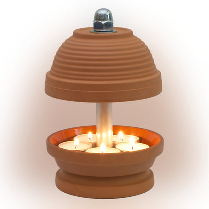 Gerillte Glocke - Teelichtlampe, Gerillte Glocke in feinstem Terrakotta
