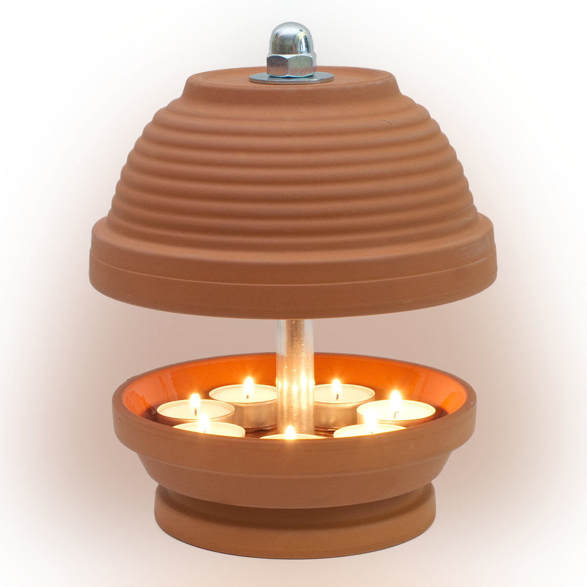 Gerillte Glocke - Teelichtlampe, Gerillte Glocke in feinstem Terrakotta